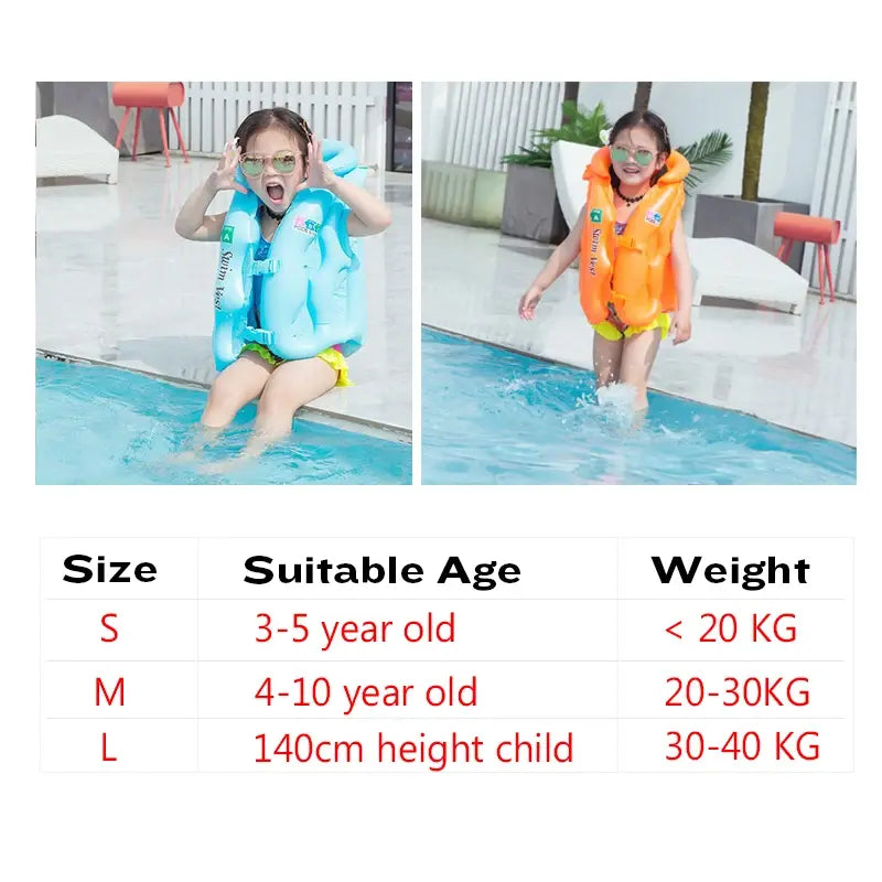 Kids Inflatable Life Vest Swimming Jacket